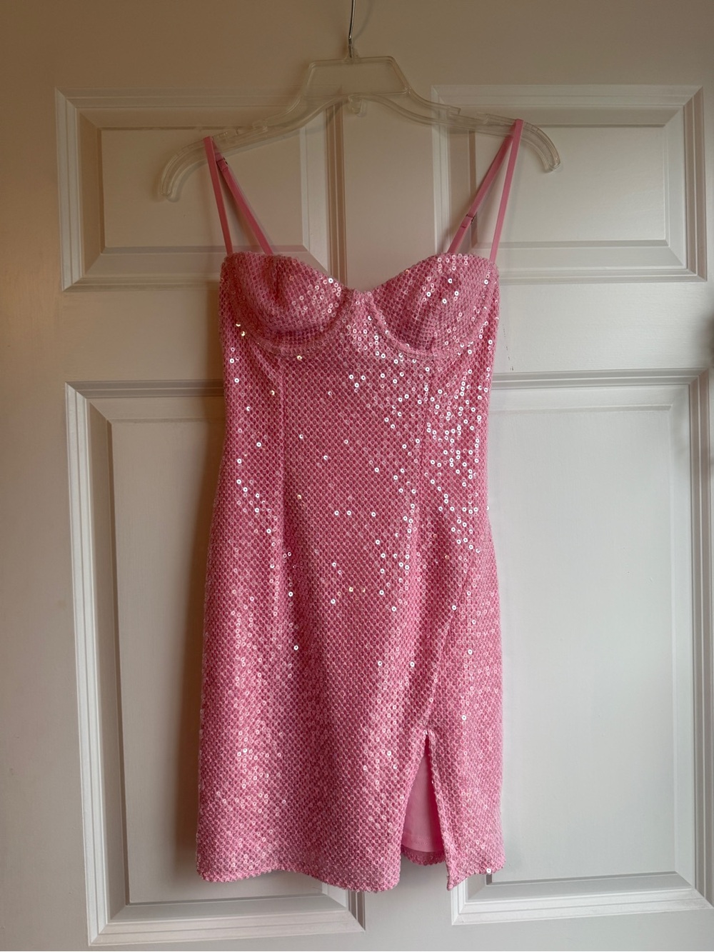 White Fox Boutique Pink Sequin Bustier Mini Dress